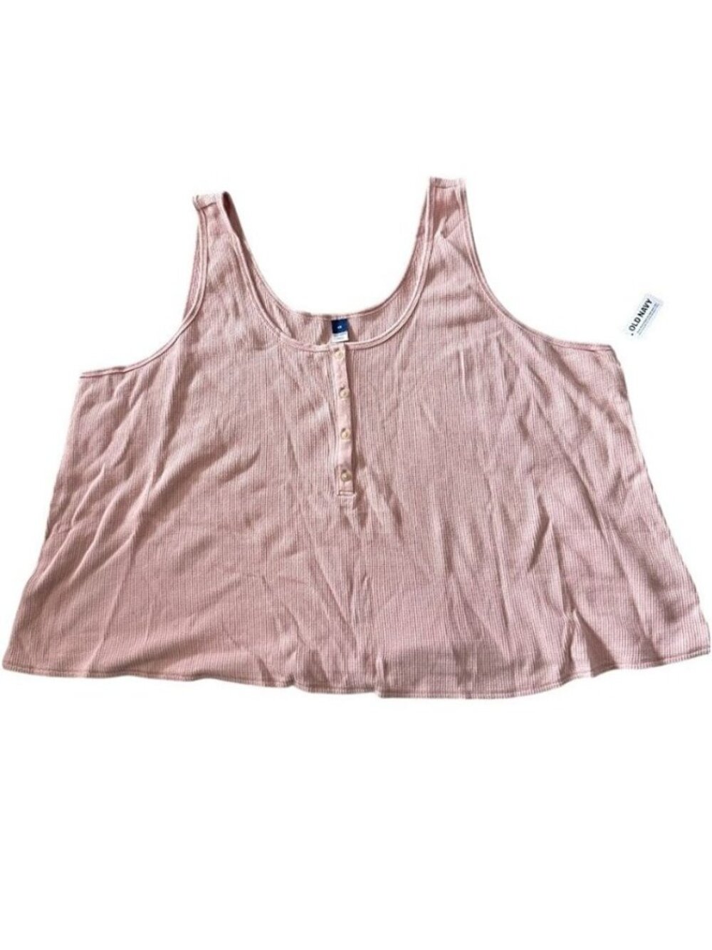 Old Navy Thermal Knit Cropped Henley Tank Top Pink Size 4X
